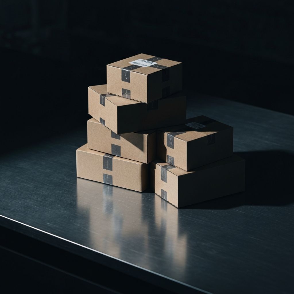 Staplade delivery-boxar på metallisk yta